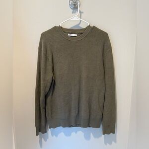 Zara Men's Olive Green Crewneck Sweater